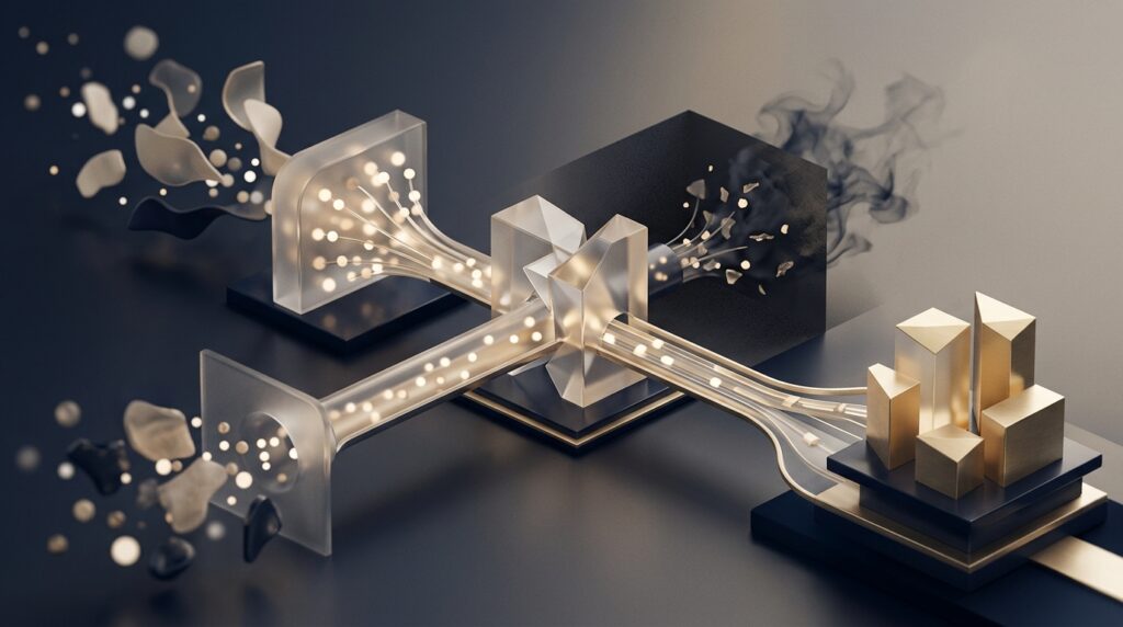 Abstract source-review pathway turning intake signals into verified demand themes for plaintiff PI attorneys
