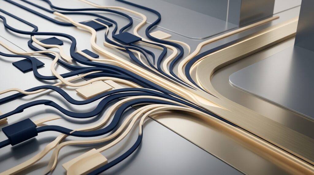 Abstract case record pathways merging into a unified demand letter workflow for plaintiff PI teams